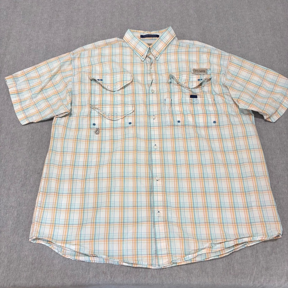 Columbia PFG Super Bonehead Mens XL Plaid Short Sleeve Fishing Shirt FM7272 - Picture 2 of 10